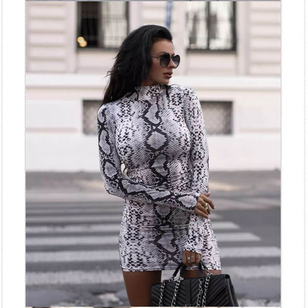 Leopard Skin Snake Print Bodycon Dress For Women Long Sleeve, Turtleneck  Bodysuits, Perfect For Clubwear And Parties From Luote, $10.05 | DHgate.Com